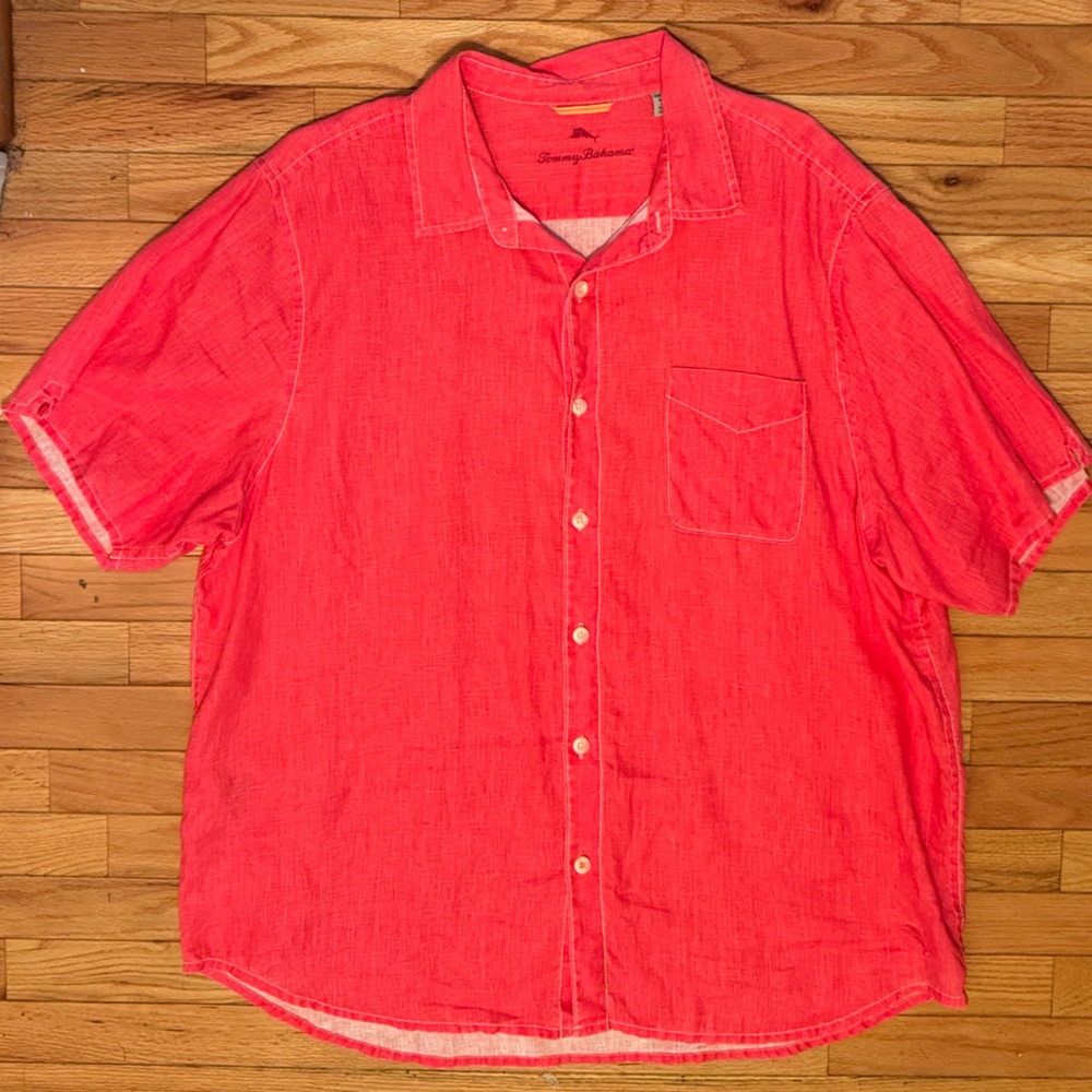 Tommy Bahama Coral 100% Linen Paradise Button-Up Shirt